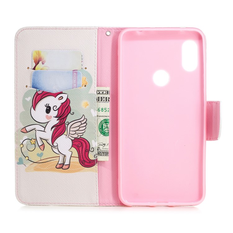 Pattern Printing Wallet Stand Leather Casing for Xiaomi Redmi Note 6 - Unicorn-13
