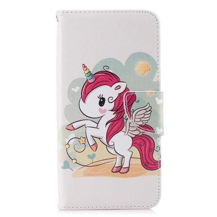 Pattern Printing Wallet Stand Leather Casing for Xiaomi Redmi Note 6 - Unicorn-7