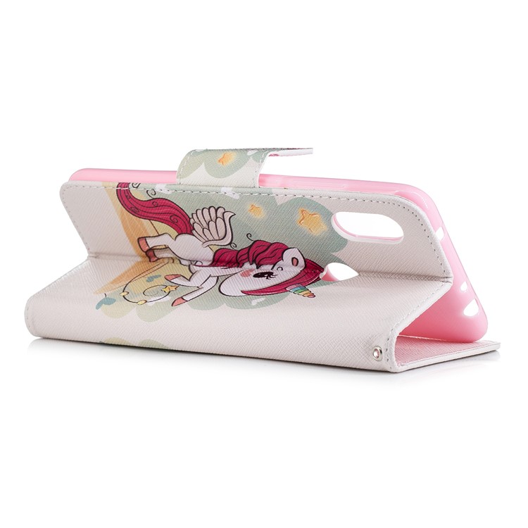 Pattern Printing Wallet Stand Leather Casing for Xiaomi Redmi Note 6 - Unicorn-9