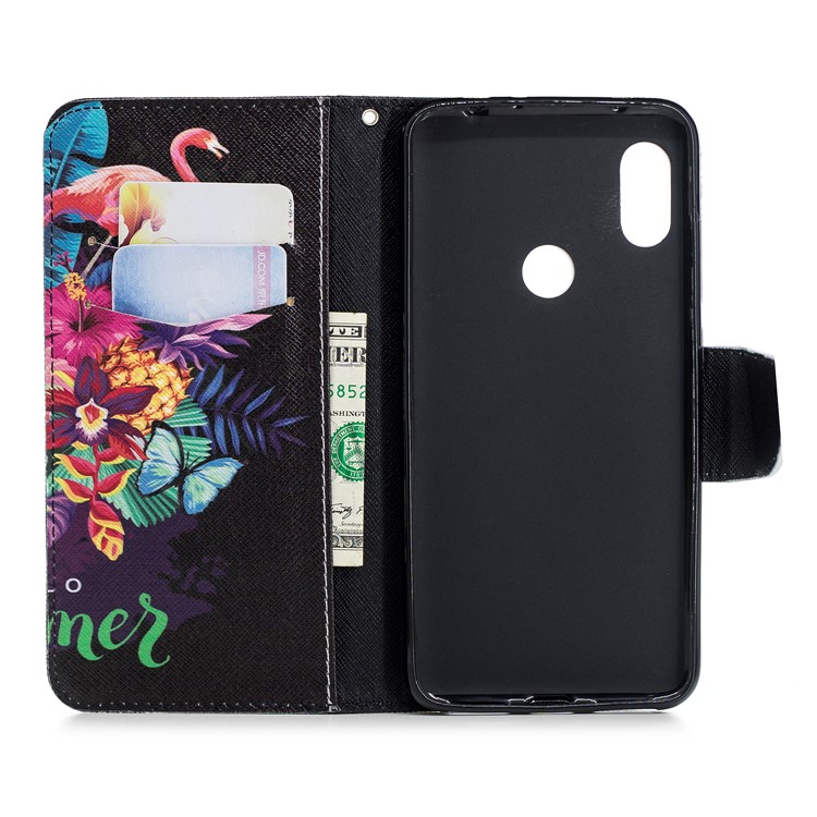 Pattern Printing Wallet Stand Leather Case for Xiaomi Redmi Note 6 Pro - Flamingo and Pineapple-13