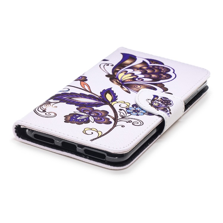 Pattern Printing Wallet Stand Leather Shell for Xiaomi Redmi Note 6 Pro - Butterfly and Flower-11
