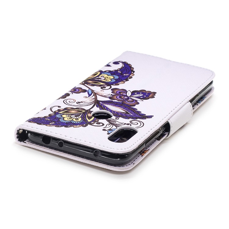 Pattern Printing Wallet Stand Leather Shell for Xiaomi Redmi Note 6 Pro - Butterfly and Flower-12