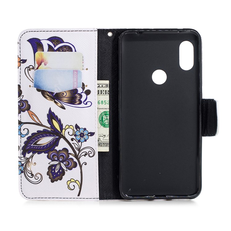 Pattern Printing Wallet Stand Leather Shell for Xiaomi Redmi Note 6 Pro - Butterfly and Flower-13