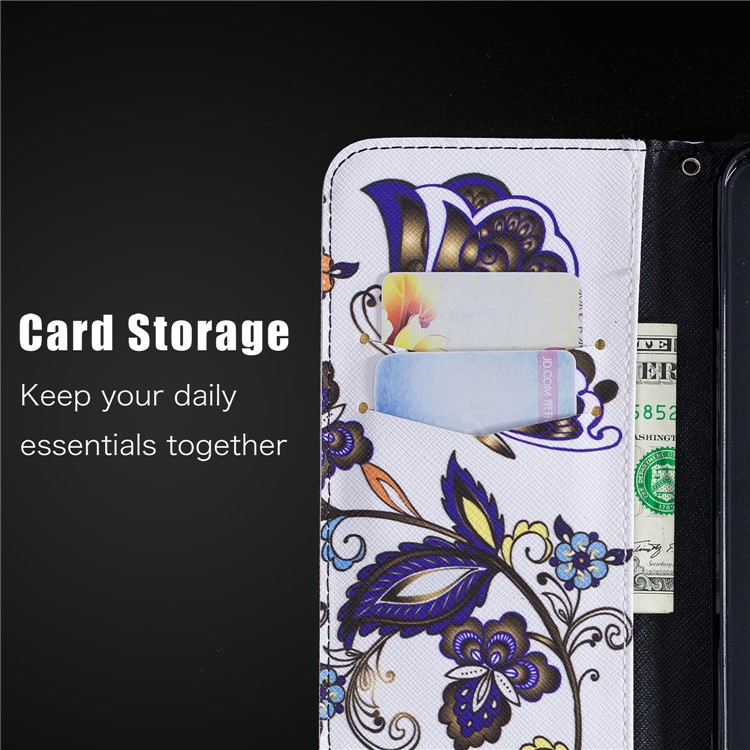 Pattern Printing Wallet Stand Leather Shell for Xiaomi Redmi Note 6 Pro - Butterfly and Flower-4