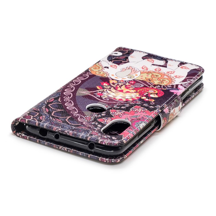 Pattern Printing Wallet Stand Leather Case Cover for Xiaomi Redmi Note 6 Pro - Elephant and Peacock-12