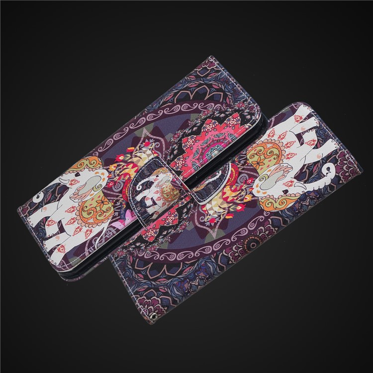 Pattern Printing Wallet Stand Leather Case Cover for Xiaomi Redmi Note 6 Pro - Elephant and Peacock-2