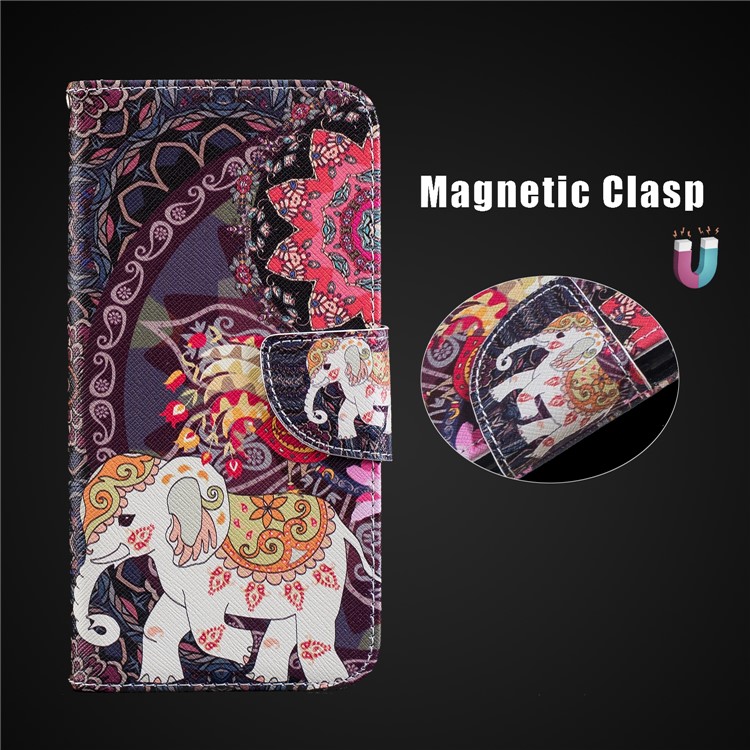 Pattern Printing Wallet Stand Leather Case Cover for Xiaomi Redmi Note 6 Pro - Elephant and Peacock-3