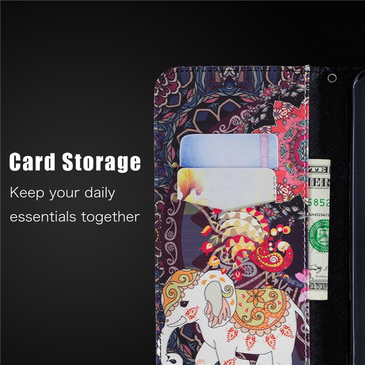 Pattern Printing Wallet Stand Leather Case Cover for Xiaomi Redmi Note 6 Pro - Elephant and Peacock-4