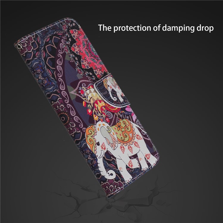 Pattern Printing Wallet Stand Leather Case Cover for Xiaomi Redmi Note 6 Pro - Elephant and Peacock-5