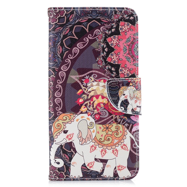 Pattern Printing Wallet Stand Leather Case Cover for Xiaomi Redmi Note 6 Pro - Elephant and Peacock-7