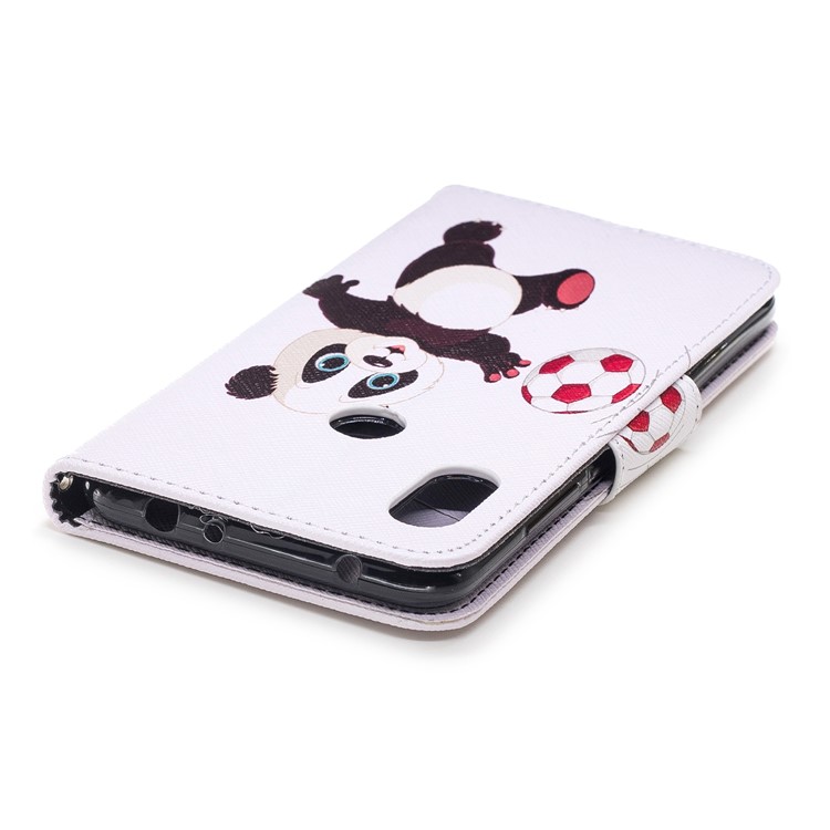 Pattern Printing Wallet Stand Leather Phone Case for Xiaomi Redmi Note 6 Pro - Panda Playing Football-12