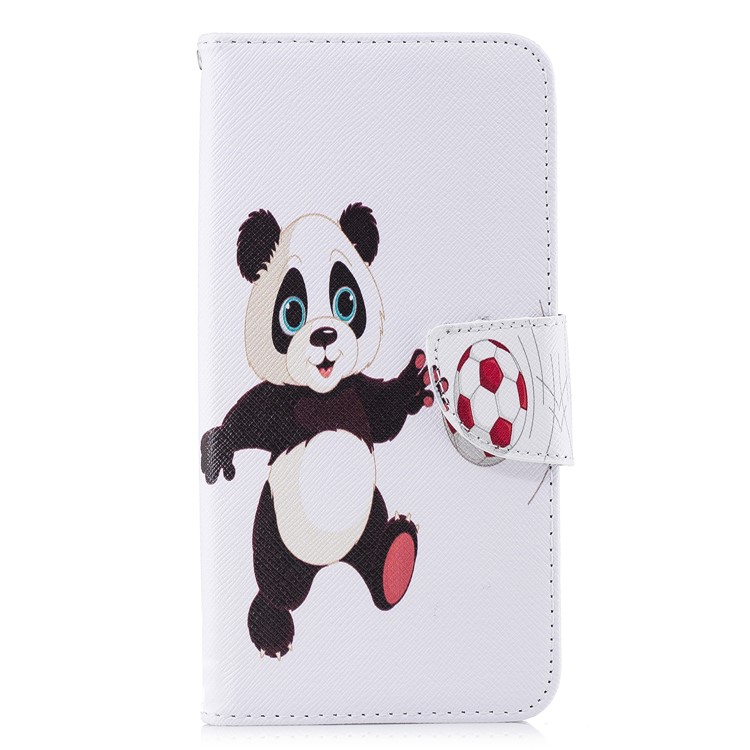 Pattern Printing Wallet Stand Leather Phone Case for Xiaomi Redmi Note 6 Pro - Panda Playing Football-7