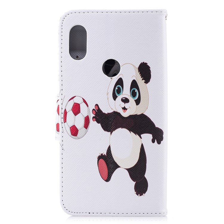 Pattern Printing Wallet Stand Leather Phone Case for Xiaomi Redmi Note 6 Pro - Panda Playing Football-8