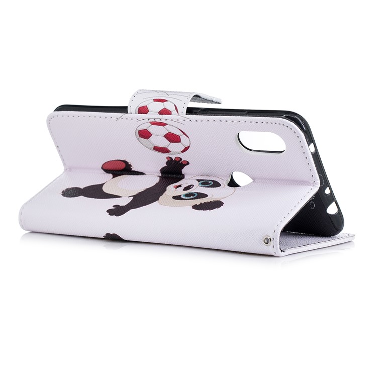 Pattern Printing Wallet Stand Leather Phone Case for Xiaomi Redmi Note 6 Pro - Panda Playing Football-9