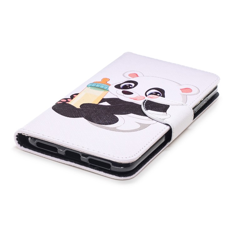Pattern Printing Wallet Stand Leather Cellphone Case for Xiaomi Redmi Note 6 Pro - Panda Holding a Bottle-11
