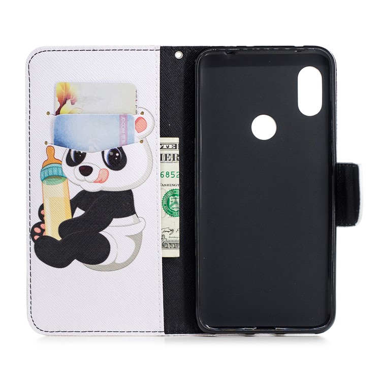 Pattern Printing Wallet Stand Leather Cellphone Case for Xiaomi Redmi Note 6 Pro - Panda Holding a Bottle-13