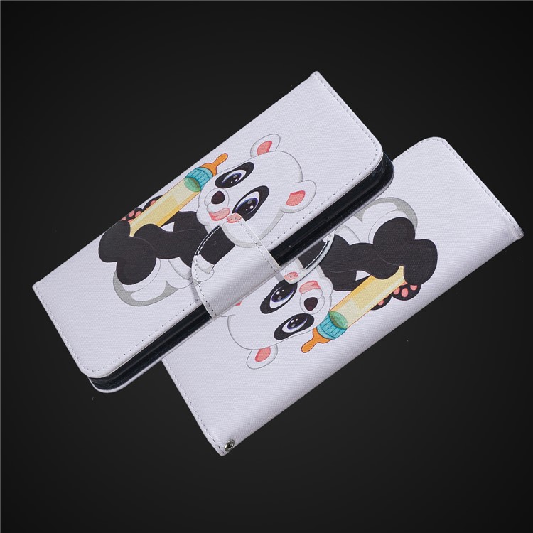 Pattern Printing Wallet Stand Leather Cellphone Case for Xiaomi Redmi Note 6 Pro - Panda Holding a Bottle-2