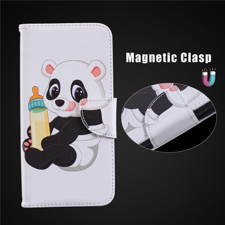 Pattern Printing Wallet Stand Leather Cellphone Case for Xiaomi Redmi Note 6 Pro - Panda Holding a Bottle-3