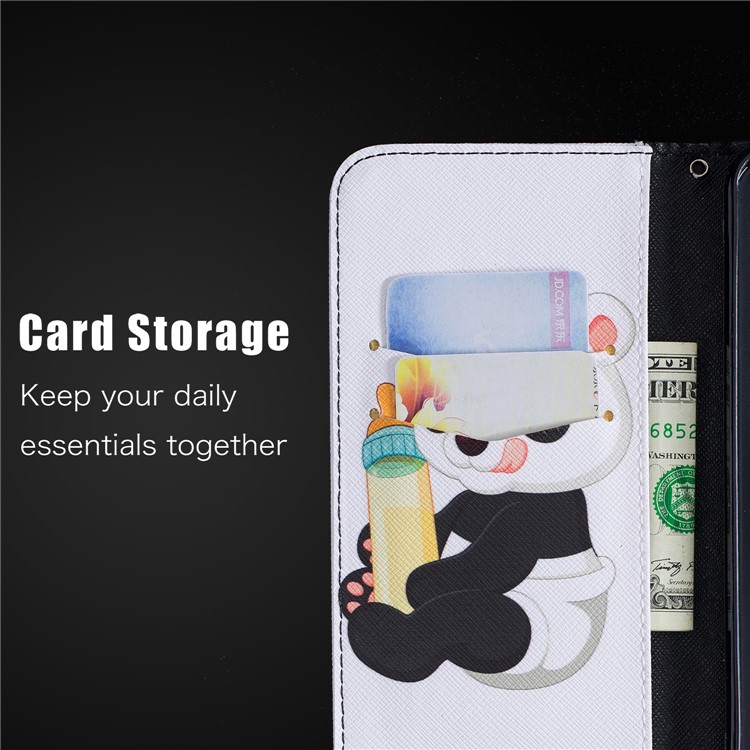 Pattern Printing Wallet Stand Leather Cellphone Case for Xiaomi Redmi Note 6 Pro - Panda Holding a Bottle-4