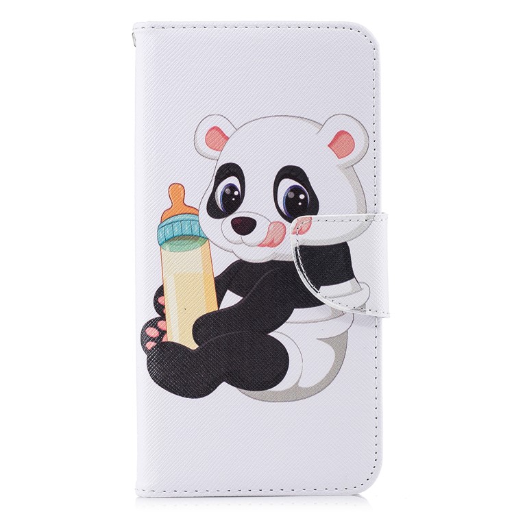 Pattern Printing Wallet Stand Leather Cellphone Case for Xiaomi Redmi Note 6 Pro - Panda Holding a Bottle-7