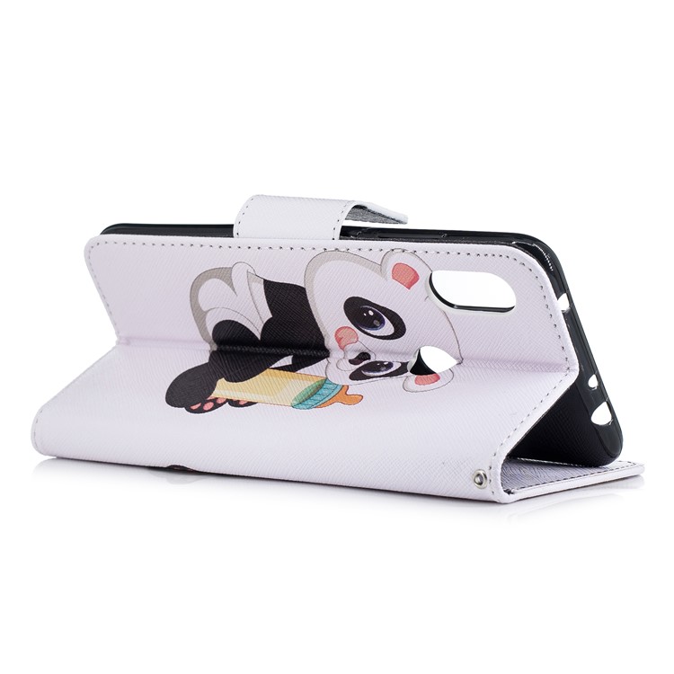 Pattern Printing Wallet Stand Leather Cellphone Case for Xiaomi Redmi Note 6 Pro - Panda Holding a Bottle-9