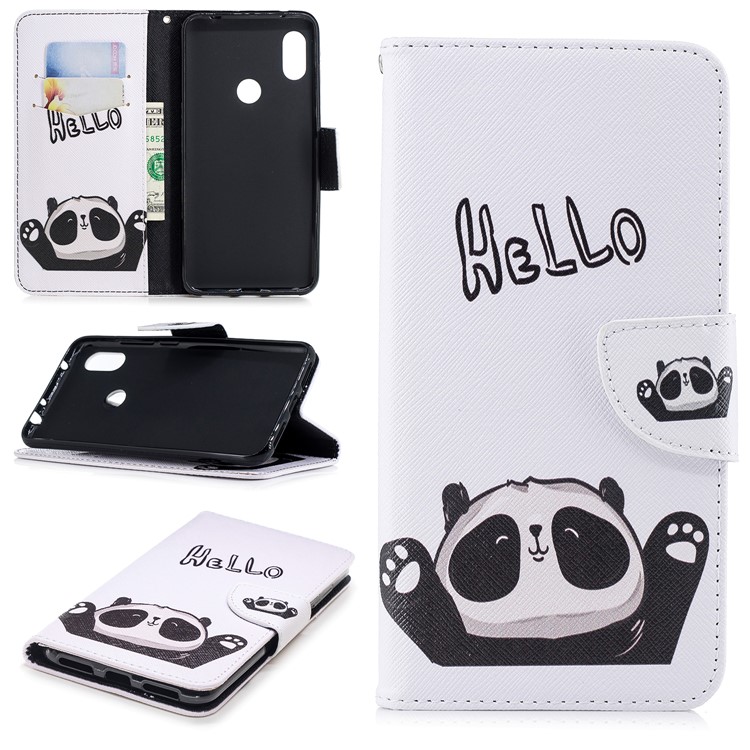 Pattern Printing Wallet Stand Leather Accessory Case for Xiaomi Redmi Note 6 Pro - Adorable Panda-1