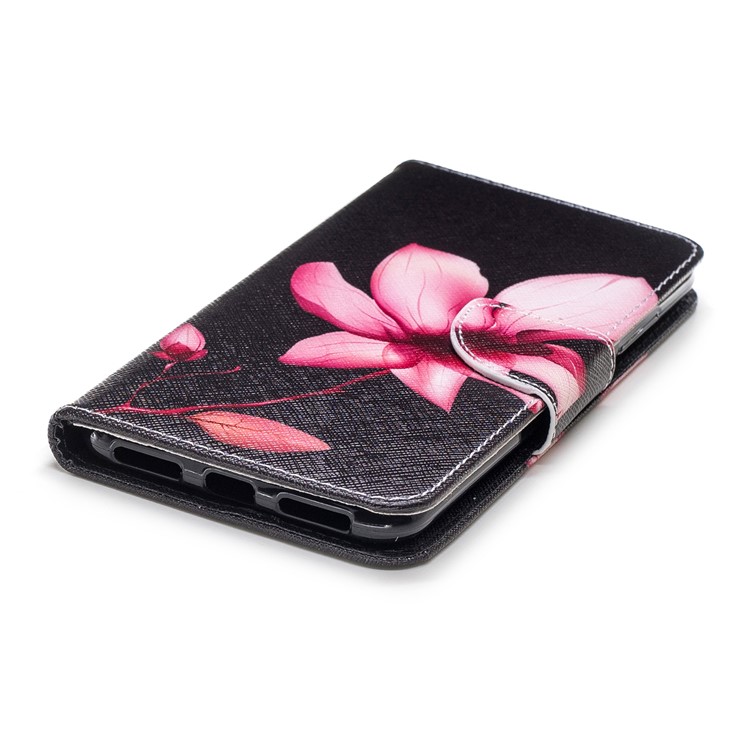 Pattern Printing PU Leather Magnetic Wallet Stand Case for Xiaomi Redmi Note 6 - Pink Flower-11