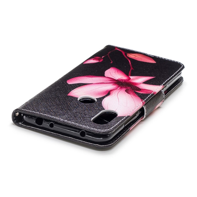 Pattern Printing PU Leather Magnetic Wallet Stand Case for Xiaomi Redmi Note 6 - Pink Flower-12
