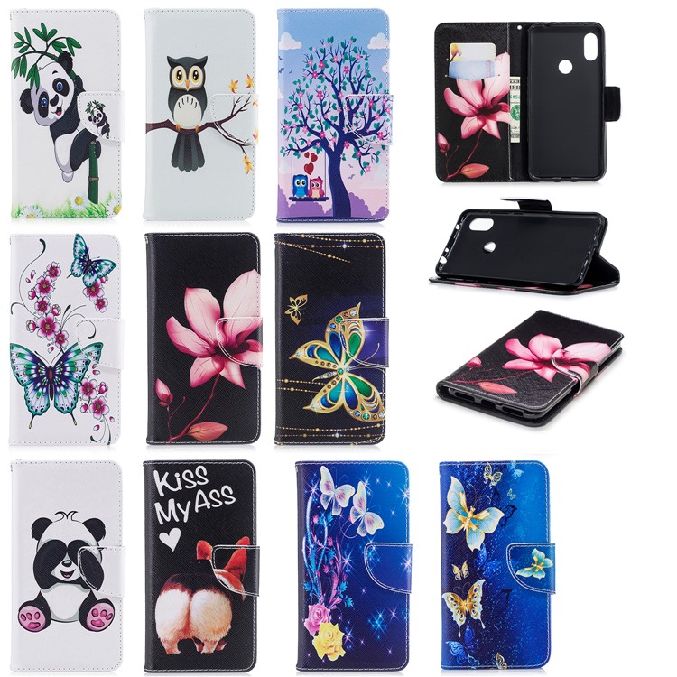 Pattern Printing PU Leather Magnetic Wallet Stand Case for Xiaomi Redmi Note 6 - Pink Flower-14