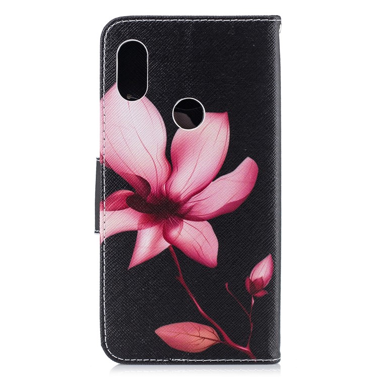 Pattern Printing PU Leather Magnetic Wallet Stand Case for Xiaomi Redmi Note 6 - Pink Flower-8