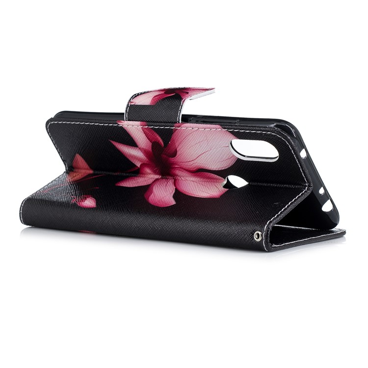 Pattern Printing PU Leather Magnetic Wallet Stand Case for Xiaomi Redmi Note 6 - Pink Flower-9