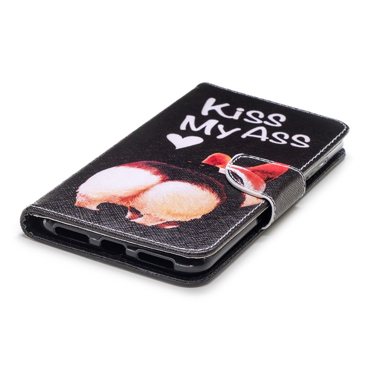 Pattern Printing PU Leather Magnetic Wallet Stand Cover for Xiaomi Redmi Note 6 Pro - Kiss My Ass-11