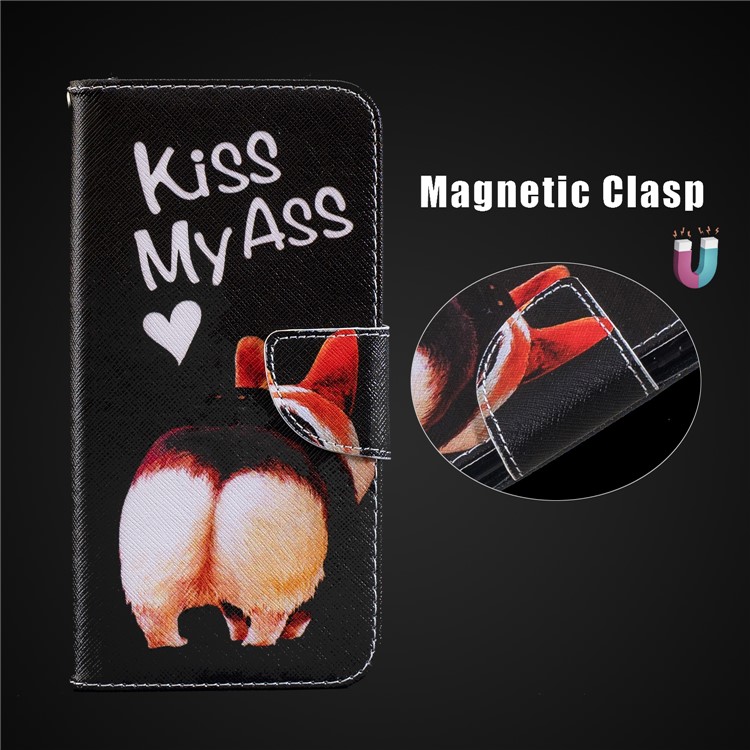 Pattern Printing PU Leather Magnetic Wallet Stand Cover for Xiaomi Redmi Note 6 Pro - Kiss My Ass-3