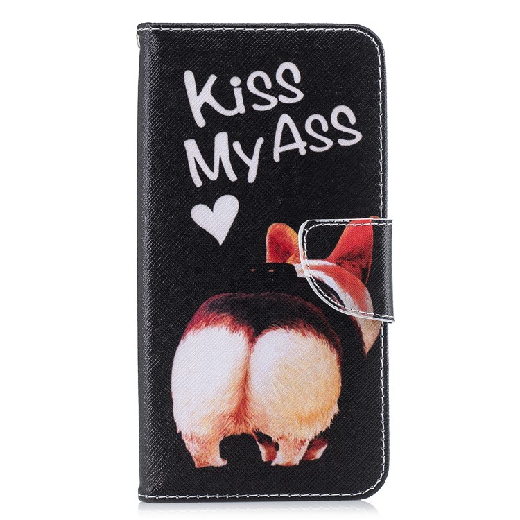 Pattern Printing PU Leather Magnetic Wallet Stand Cover for Xiaomi Redmi Note 6 Pro - Kiss My Ass-7