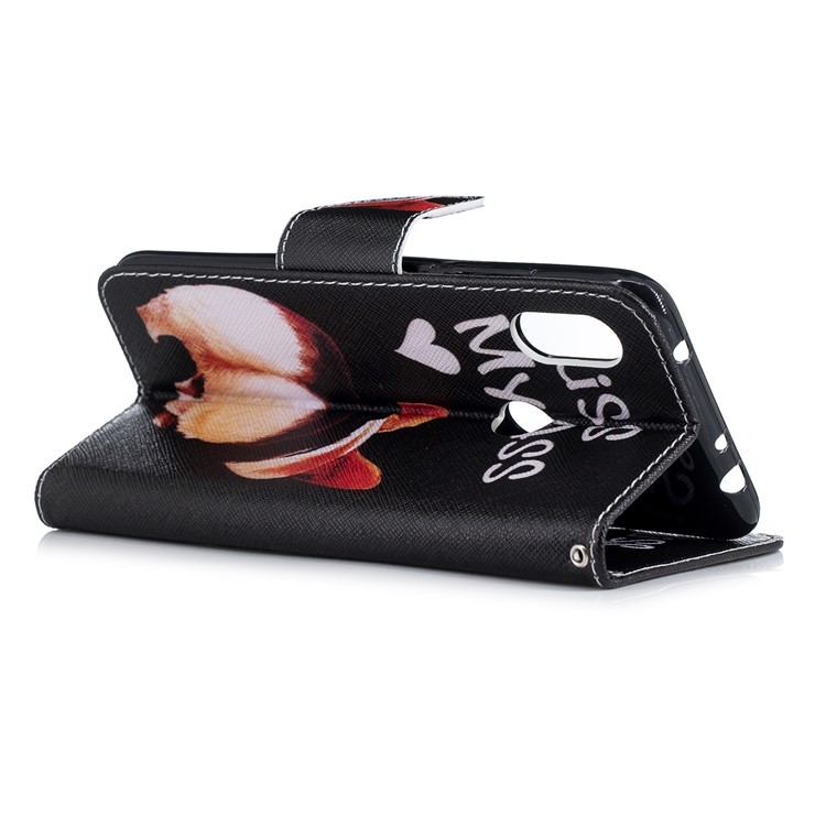 Pattern Printing PU Leather Magnetic Wallet Stand Cover for Xiaomi Redmi Note 6 Pro - Kiss My Ass-9
