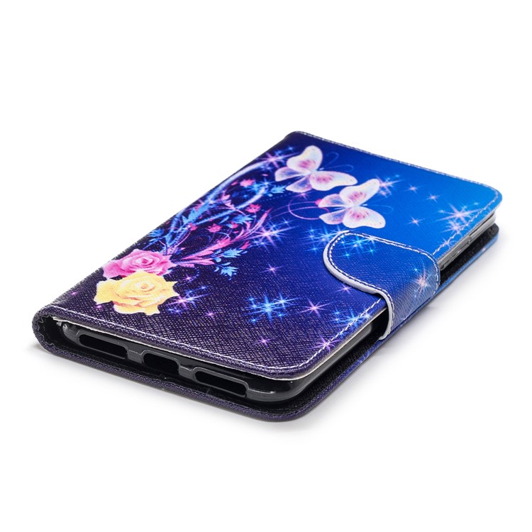 Pattern Printing PU Leather Magnetic Wallet Stand Casing for Xiaomi Redmi Note 6 Pro - Crystal Butterfly and Flower-11