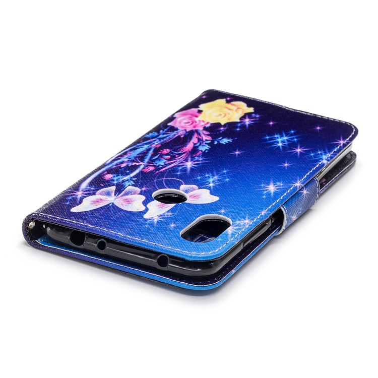 Pattern Printing PU Leather Magnetic Wallet Stand Casing for Xiaomi Redmi Note 6 Pro - Crystal Butterfly and Flower-12