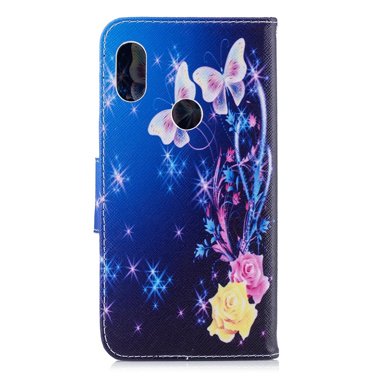 Pattern Printing PU Leather Magnetic Wallet Stand Casing for Xiaomi Redmi Note 6 Pro - Crystal Butterfly and Flower-8