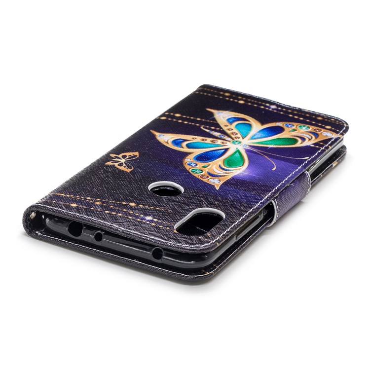 Pattern Printing PU Leather Magnetic Wallet Stand Cell Phone Case for Xiaomi Redmi Note 6 Pro - Rhinestone Decor Butterfly-12