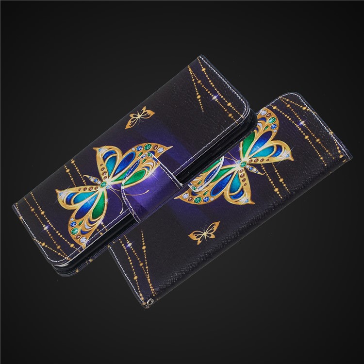 Pattern Printing PU Leather Magnetic Wallet Stand Cell Phone Case for Xiaomi Redmi Note 6 Pro - Rhinestone Decor Butterfly-2