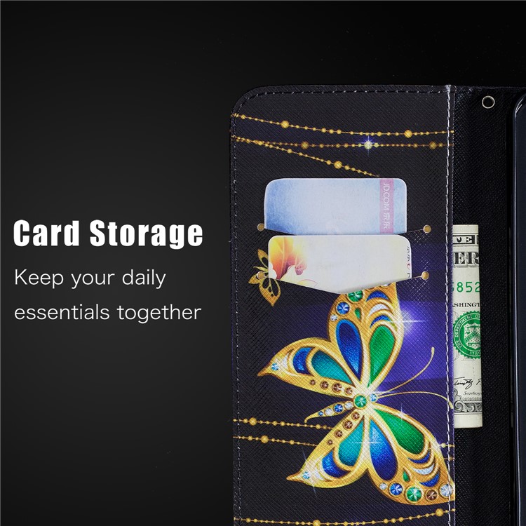 Pattern Printing PU Leather Magnetic Wallet Stand Cell Phone Case for Xiaomi Redmi Note 6 Pro - Rhinestone Decor Butterfly-4
