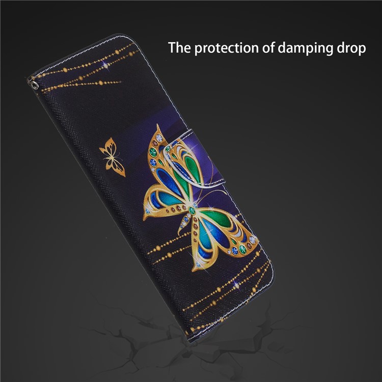 Pattern Printing PU Leather Magnetic Wallet Stand Cell Phone Case for Xiaomi Redmi Note 6 Pro - Rhinestone Decor Butterfly-5
