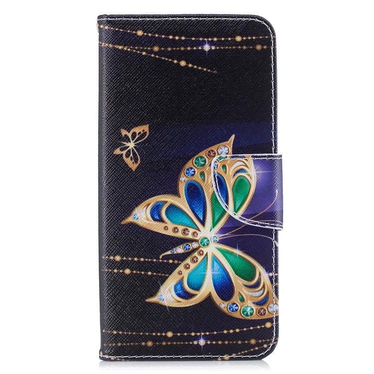 Pattern Printing PU Leather Magnetic Wallet Stand Cell Phone Case for Xiaomi Redmi Note 6 Pro - Rhinestone Decor Butterfly-7