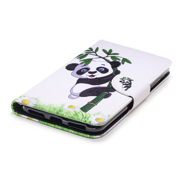 Pattern Printing PU Leather Magnetic Wallet Stand Mobile Phone Case for Xiaomi Redmi Note 6 Pro - Panda on Bamboo-11