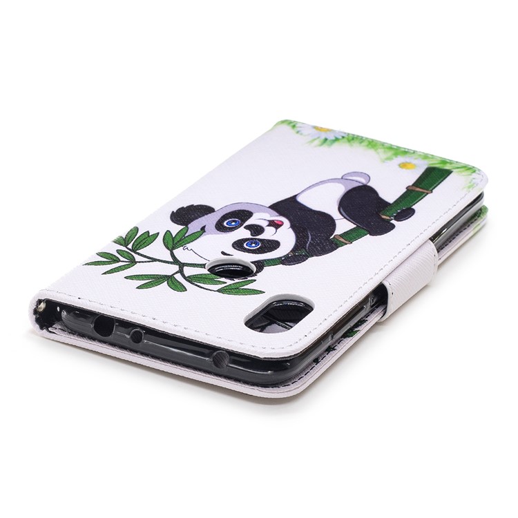 Pattern Printing PU Leather Magnetic Wallet Stand Mobile Phone Case for Xiaomi Redmi Note 6 Pro - Panda on Bamboo-12
