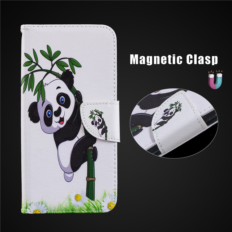 Pattern Printing PU Leather Magnetic Wallet Stand Mobile Phone Case for Xiaomi Redmi Note 6 Pro - Panda on Bamboo-3