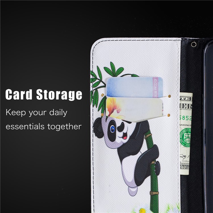 Pattern Printing PU Leather Magnetic Wallet Stand Mobile Phone Case for Xiaomi Redmi Note 6 Pro - Panda on Bamboo-4