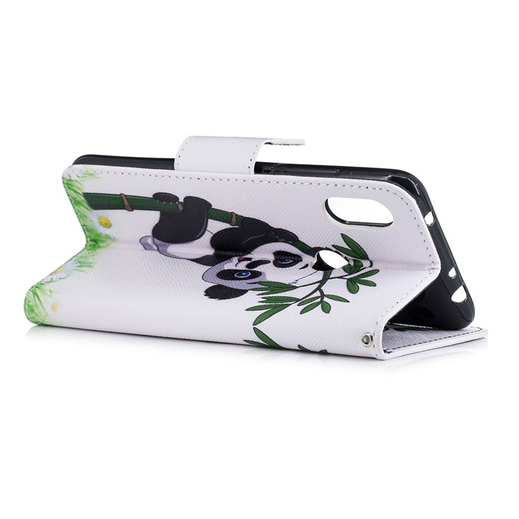 Pattern Printing PU Leather Magnetic Wallet Stand Mobile Phone Case for Xiaomi Redmi Note 6 Pro - Panda on Bamboo-9
