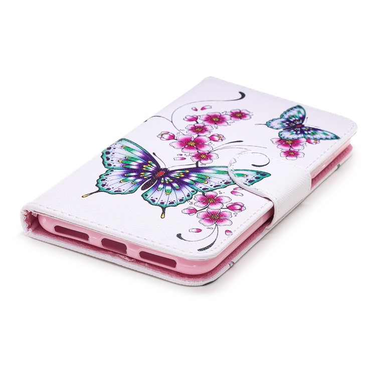 Pattern Printing PU Leather Magnetic Wallet Stand Cell Phone Cover for Xiaomi Redmi Note 6 Pro - Butterfly and Flower-11