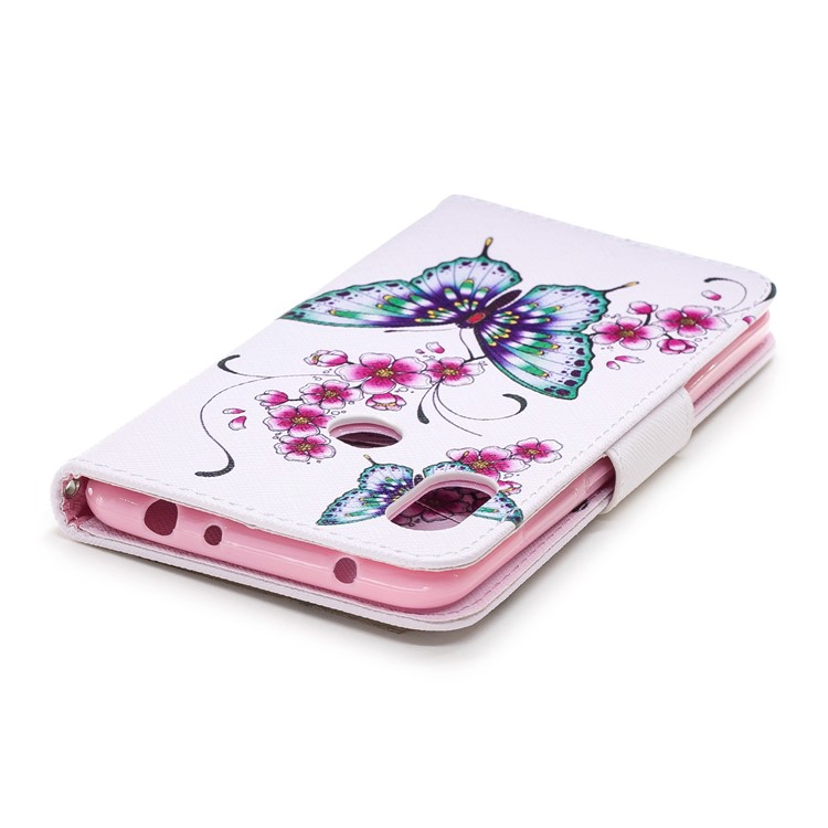 Pattern Printing PU Leather Magnetic Wallet Stand Cell Phone Cover for Xiaomi Redmi Note 6 Pro - Butterfly and Flower-12